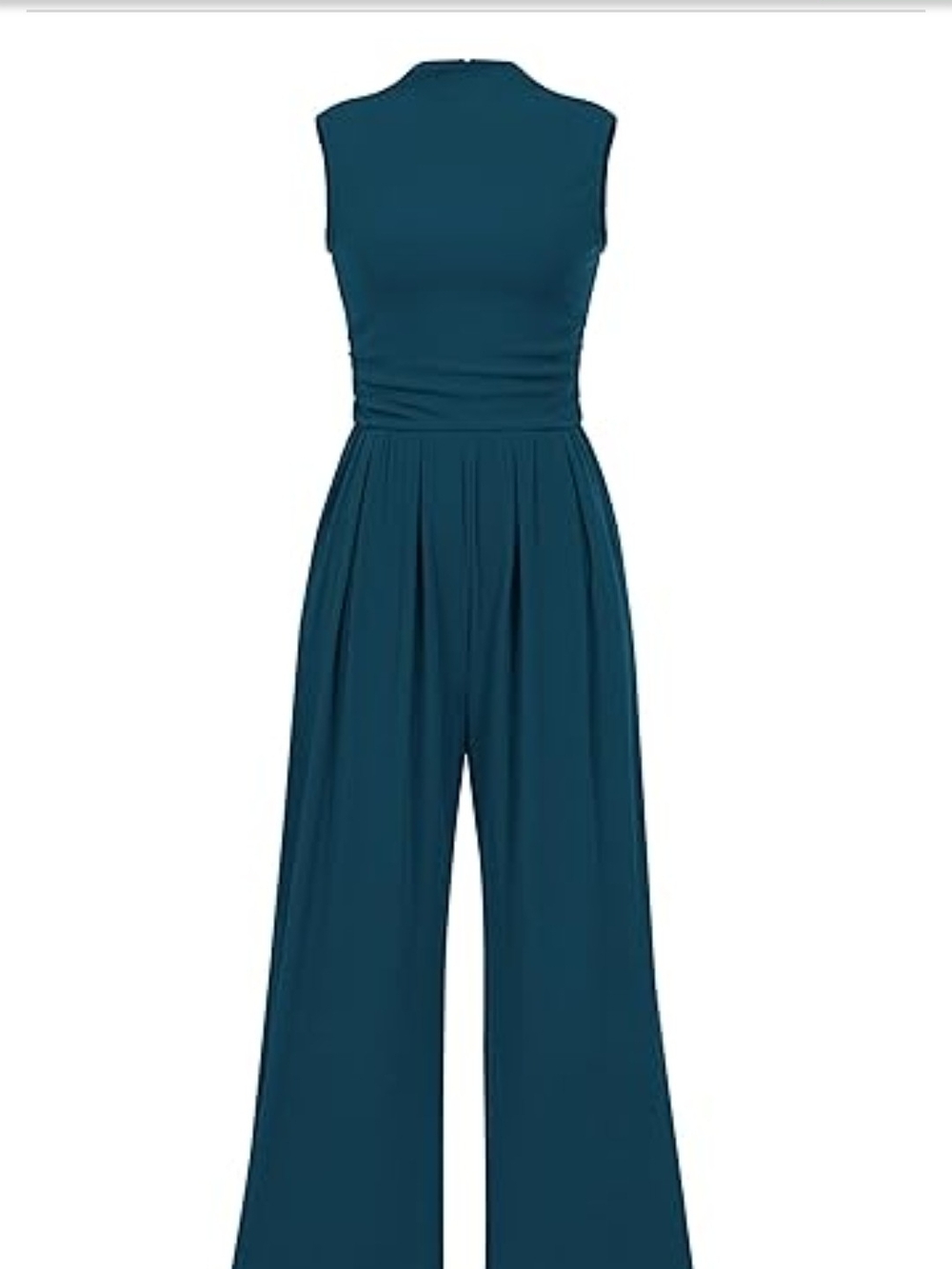 Sleeveless Teal Wide-Leg Jumpsuit